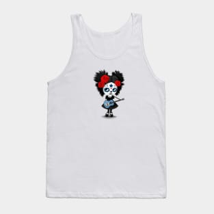 Sugar Skull Girl Playing Somali Flag Guitar Tank Top